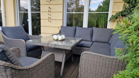 Duży narożnik wypoczynkowy na taras technorattan 207x207cm Novici - Szary