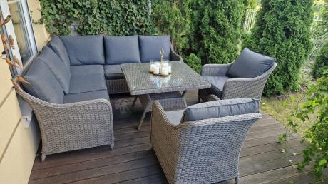 Duży narożnik wypoczynkowy na taras technorattan 207x207cm Novici - Szary