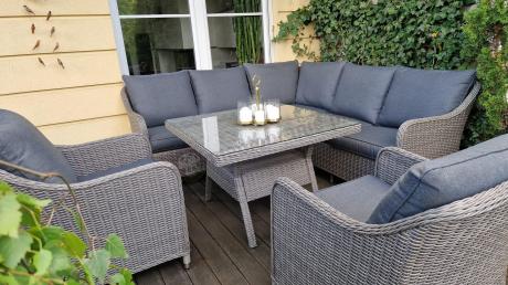 Duży narożnik wypoczynkowy na taras technorattan 207x207cm Novici - Szary