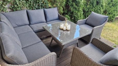 Duży narożnik wypoczynkowy na taras technorattan 207x207cm Novici - Szary