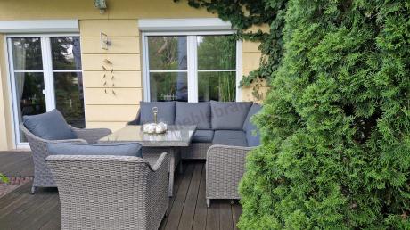 Duży narożnik wypoczynkowy na taras technorattan 207x207cm Novici - Szary