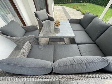 Duży narożnik wypoczynkowy na taras technorattan 207x207cm Novici - Szary