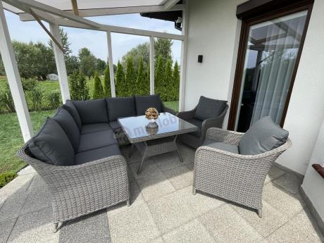 Duży narożnik wypoczynkowy na taras technorattan 207x207cm Novici - Szary