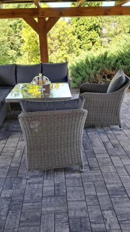 Duży narożnik wypoczynkowy na taras technorattan 207x207cm Novici - Szary