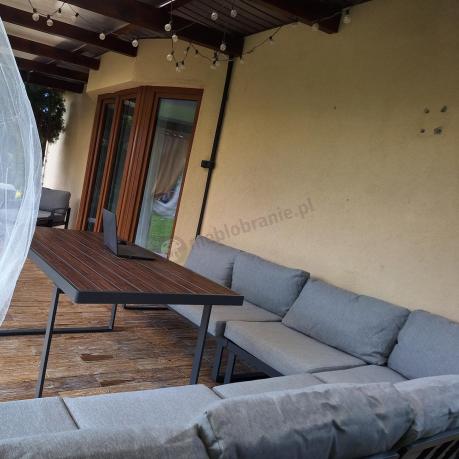 Duży nowoczesny narożnik na taras z dwoma fotelami i pufami Panaon Corner XXL - Light Grey