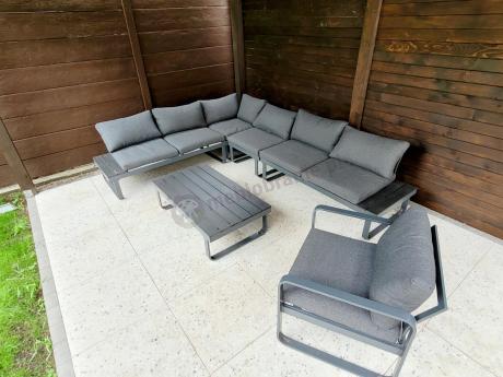 Duży nowoczesny narożnik na taras z fotelem Panaon DG