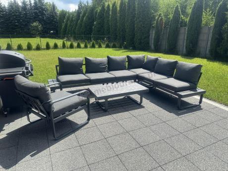 Duży nowoczesny narożnik na taras z fotelem Panaon DG