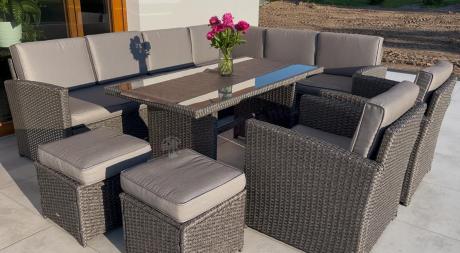 Duży technorattanowy narożnik 250x190cm z fotelami Cofete Plus – Anthracite