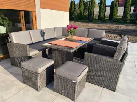 Duży technorattanowy narożnik 250x190cm z fotelami Cofete Plus – Anthracite