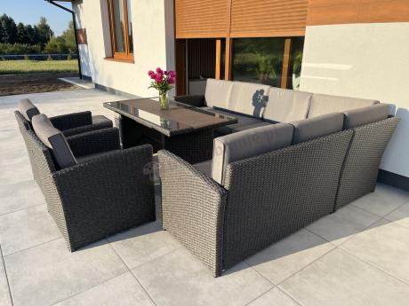 Duży technorattanowy narożnik 250x190cm z fotelami Cofete Plus – Anthracite