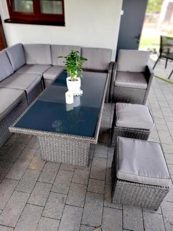 Duży technorattanowy narożnik 250x190cm z fotelami Cofete Plus – Anthracite