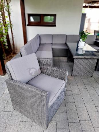 Duży technorattanowy narożnik 250x190cm z fotelami Cofete Plus – Anthracite