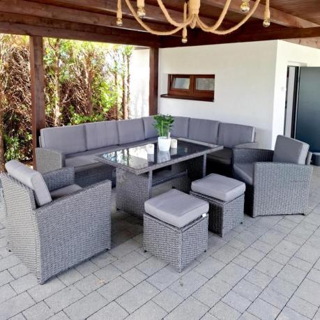 Duży technorattanowy narożnik 250x190cm z fotelami Cofete Plus – Anthracite