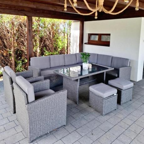 Duży technorattanowy narożnik 250x190cm z fotelami Cofete Plus – Anthracite