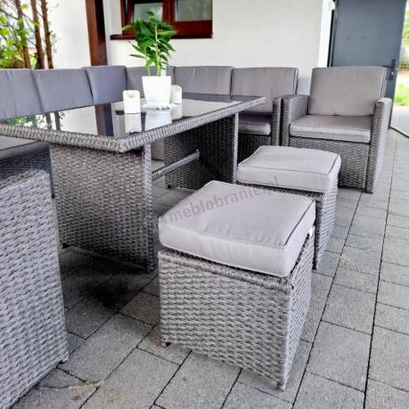 Duży technorattanowy narożnik 250x190cm z fotelami Cofete Plus – Anthracite
