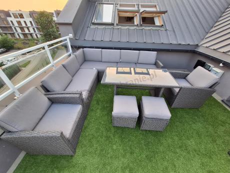 Duży technorattanowy narożnik 250x190cm z fotelami Cofete Plus – Anthracite