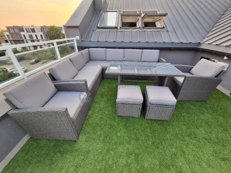 Duży technorattanowy narożnik 250x190cm z fotelami Cofete Plus – Anthracite