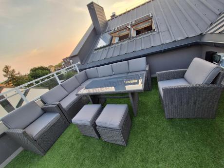 Duży technorattanowy narożnik 250x190cm z fotelami Cofete Plus – Anthracite