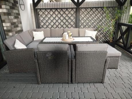 Duży technorattanowy narożnik 250x190cm z fotelami Cofete Plus – Anthracite