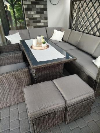 Duży technorattanowy narożnik 250x190cm z fotelami Cofete Plus – Anthracite