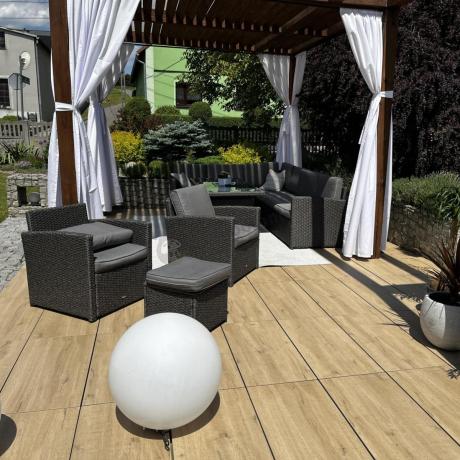 Duży technorattanowy narożnik 250x190cm z fotelami Cofete Plus – Anthracite