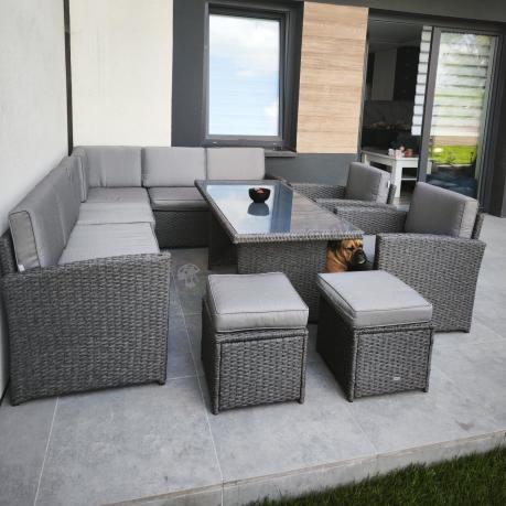 Duży technorattanowy narożnik 250x190cm z fotelami Cofete Plus – Anthracite