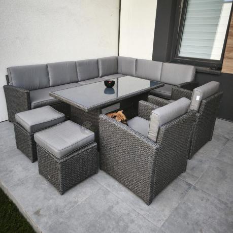 Duży technorattanowy narożnik 250x190cm z fotelami Cofete Plus – Anthracite