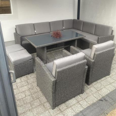 Duży technorattanowy narożnik 250x190cm z fotelami Cofete Plus – Anthracite