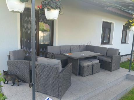 Duży technorattanowy narożnik 250x190cm z fotelami Cofete Plus – Anthracite