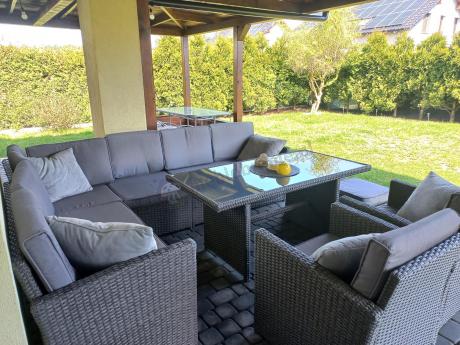 Duży technorattanowy narożnik 250x190cm z fotelami Cofete Plus – Anthracite