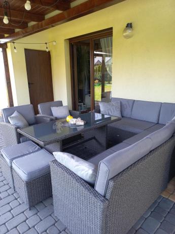 Duży technorattanowy narożnik 250x190cm z fotelami Cofete Plus – Anthracite