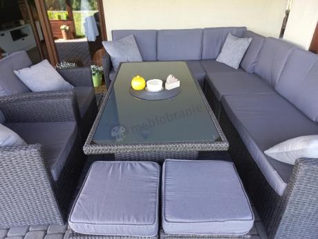 Duży technorattanowy narożnik 250x190cm z fotelami Cofete Plus – Anthracite