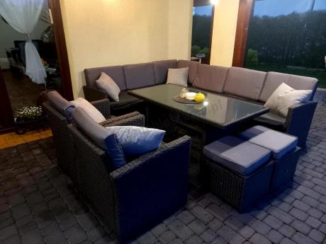 Duży technorattanowy narożnik 250x190cm z fotelami Cofete Plus – Anthracite