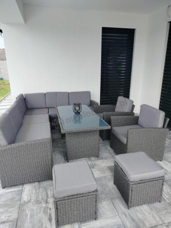 Duży technorattanowy narożnik 250x190cm z fotelami Cofete Plus – Anthracite