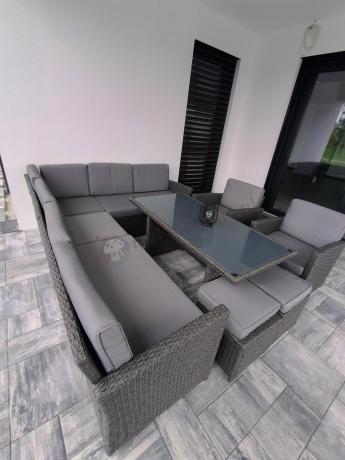 Duży technorattanowy narożnik 250x190cm z fotelami Cofete Plus – Anthracite