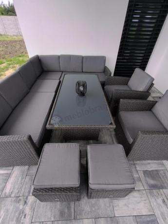 Duży technorattanowy narożnik 250x190cm z fotelami Cofete Plus – Anthracite