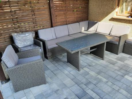 Duży technorattanowy narożnik 250x190cm z fotelami Cofete Plus – Anthracite