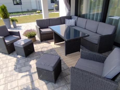 Duży technorattanowy narożnik 250x190cm z fotelami Cofete Plus – Anthracite