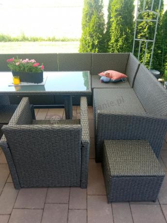 Duży technorattanowy narożnik 250x190cm z fotelami Cofete Plus – Anthracite