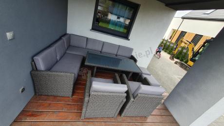 Duży technorattanowy narożnik 250x190cm z fotelami Cofete Plus – Anthracite