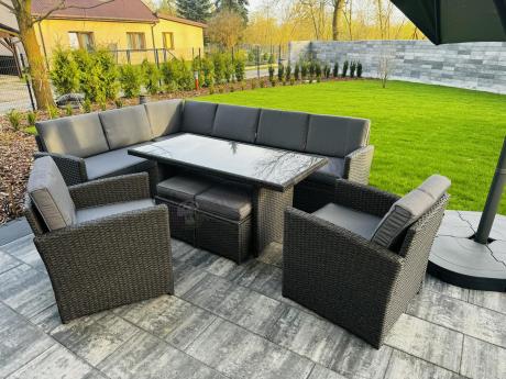 Duży technorattanowy narożnik 250x190cm z fotelami Cofete Plus – Anthracite