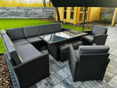 Duży technorattanowy narożnik 250x190cm z fotelami Cofete Plus – Anthracite