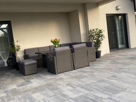 Duży technorattanowy narożnik 250x190cm z fotelami Cofete Plus – Anthracite