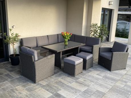 Duży technorattanowy narożnik 250x190cm z fotelami Cofete Plus – Anthracite