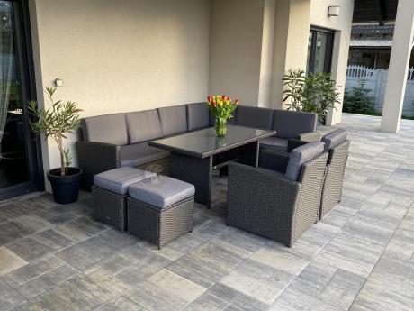 Duży technorattanowy narożnik 250x190cm z fotelami Cofete Plus – Anthracite