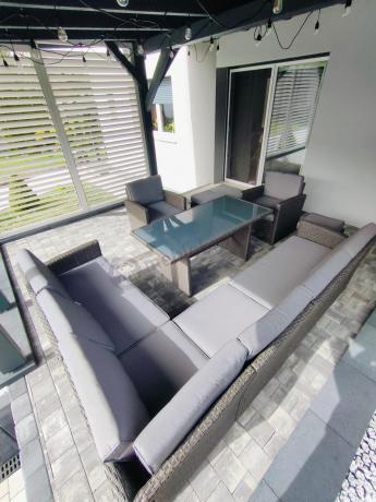 Duży technorattanowy narożnik 250x190cm z fotelami Cofete Plus – Anthracite