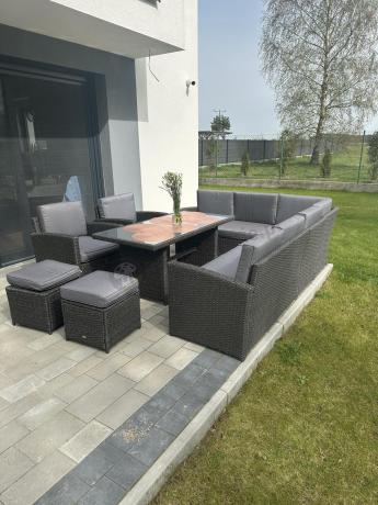 Duży technorattanowy narożnik 250x190cm z fotelami Cofete Plus – Anthracite