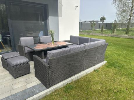 Duży technorattanowy narożnik 250x190cm z fotelami Cofete Plus – Anthracite