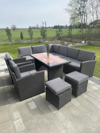 Duży technorattanowy narożnik 250x190cm z fotelami Cofete Plus – Anthracite