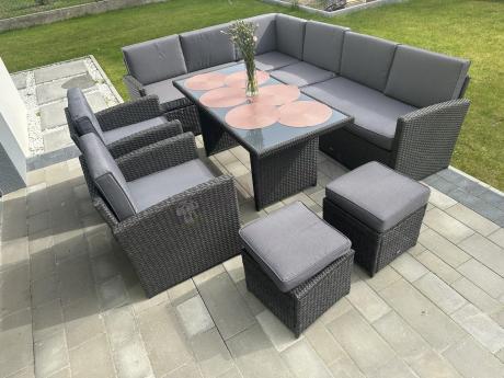 Duży technorattanowy narożnik 250x190cm z fotelami Cofete Plus – Anthracite